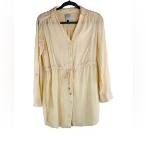 Anthropologie HD in Paris Maja Tunic Long Blouse Drawstring Waist Rolled Cuff S
